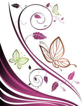 Floral background with butterflies