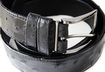 black belt close up isolated on white