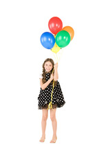happy girl with colorful balloons