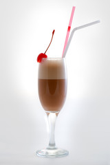 Milk Cocktail with chocolate syrup