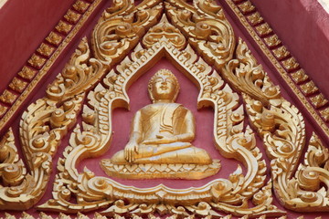 Fototapeta na wymiar art on archway, Wat Nong Toob, Borabue, Mahasarakama