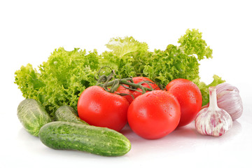 Fresh vegetables on white
