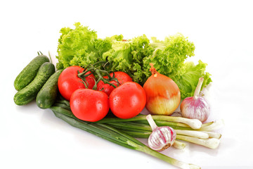 Fresh vegetables on white