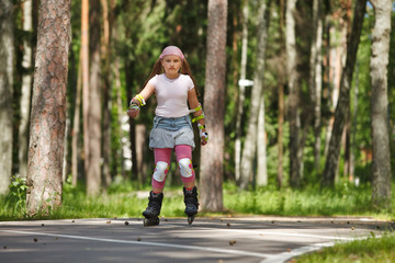 Girl riding rollerblades
