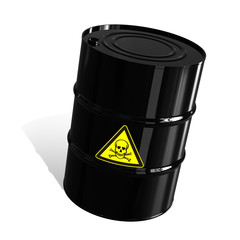Barrel with a warning sign