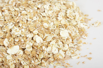 Closeup of oatmeal isolated on white