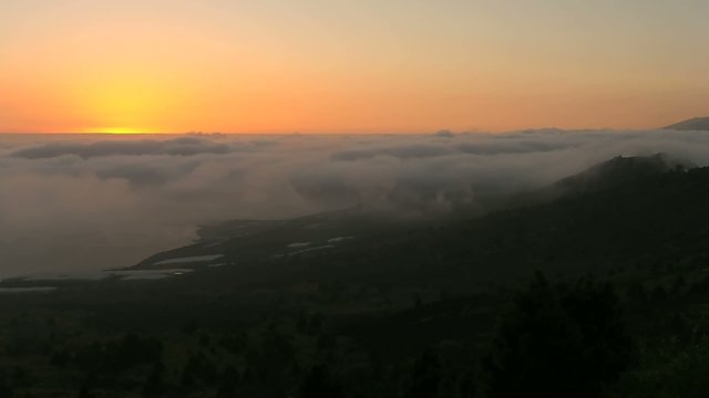 Time lapse sunset over La Palma, Canary Islands, Spain