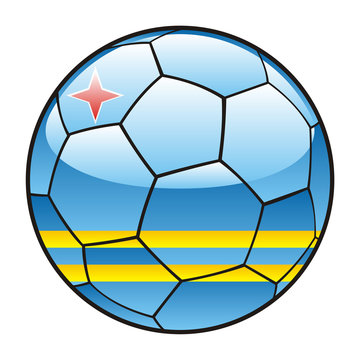 vector illustration of Aruba flag on soccer ball