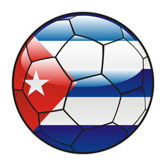 Obraz premium vector illustration of Cuba flag on soccer ball