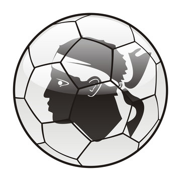 vector illustration of Corsica flag on soccer ball