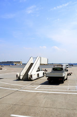 Airport taxiway and van