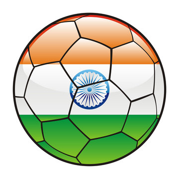 vector illustration of India flag on soccer ball