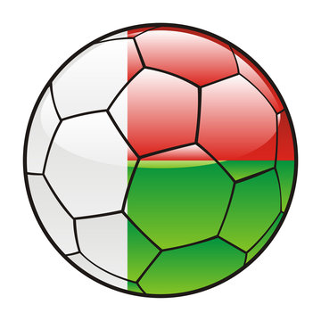 vector illustration of Madagascar flag on soccer ball