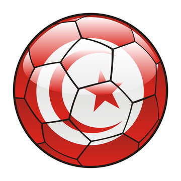 vector illustration of Tunisia flag on soccer ball