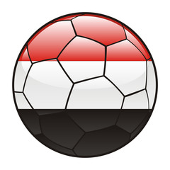 Obraz premium vector illustration of Yemen flag on soccer ball