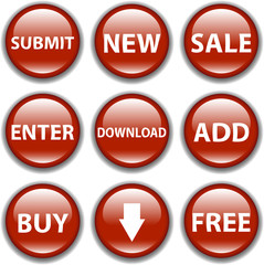 Vector button icon, red