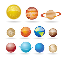 Planets and sun from our solar system