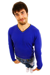 Fototapeta premium young silly man in a white background