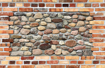 brick wall and stone wall
