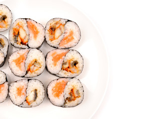 rolls with a salmon and eel
