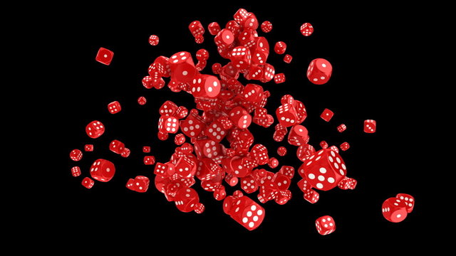Blowing dices towards the camera