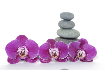 Spa background (pyramid of stones with orchid )