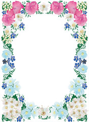 white, pink and blue flower frame