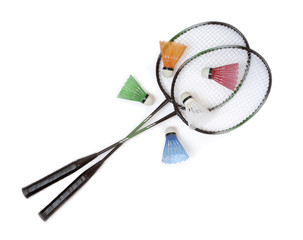 Badminton racquets with color shuttlecocks