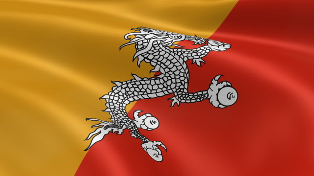 Bhutanese flag in the wind