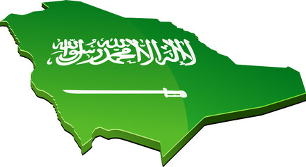 Carte de l'Arabie Saoudite 3D drapeau (détouré)