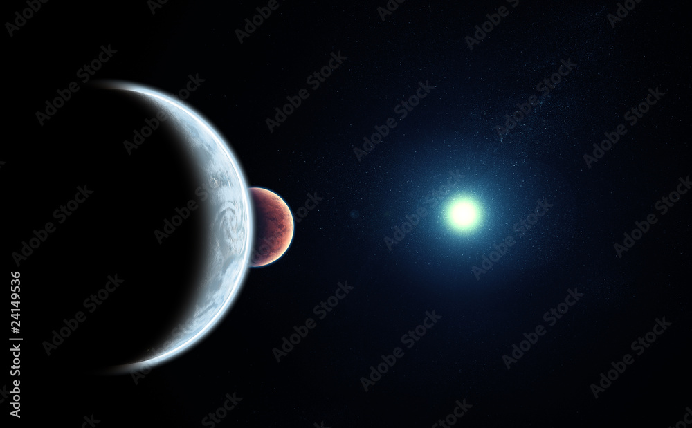 Wall mural space scene with blank space for text