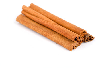 Cinnamon sticks isolated on white background