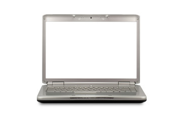 front view of laptop with blank monitor