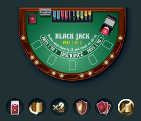 Vector blackjack table layout - obrazy, fototapety, plakaty
