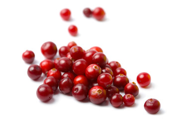 ripe cranberries isolated