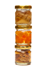 honey with nuts  in a pyramid