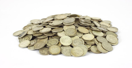 Pile of old silver dimes
