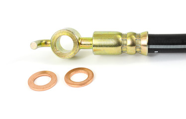 Brake line hose with copper washers