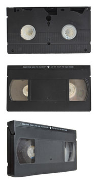 VHS Tape Collection Set Isolated on White