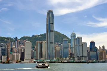 Fotobehang China, gebouwen aan de waterkant van Hong Kong © claudiozacc