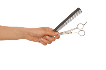 scissors and hairbrush