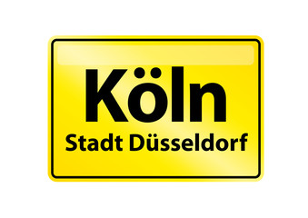 Ortsschild Köln Stadt Düsseldorf