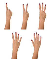 Counting woman hand