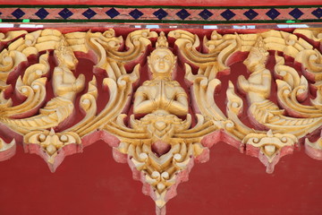 art on gable of temple, Wat Yod Maung Jaroen, Buriram