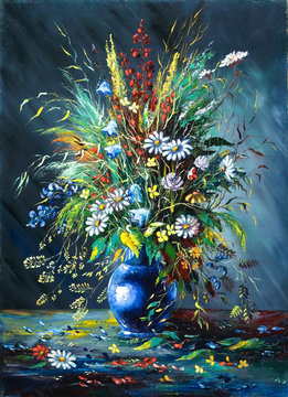 Bouquet Of Wild Flowers In A Vase