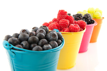 Colorful buckets fruit