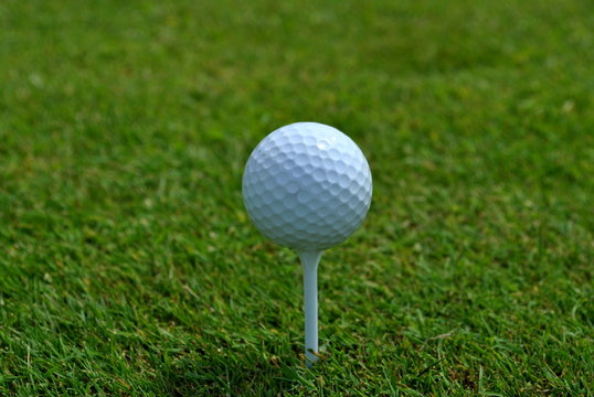 white golf ball on a tee