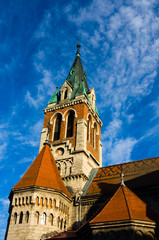 Obraz premium Old Catholic church at sunset in Chortkiv Ukraine