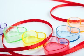 Abstract is a heart  and satin ribbon.