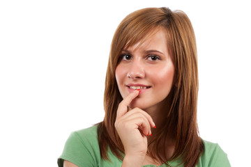 Fototapeta premium Teenage girl isolated on white